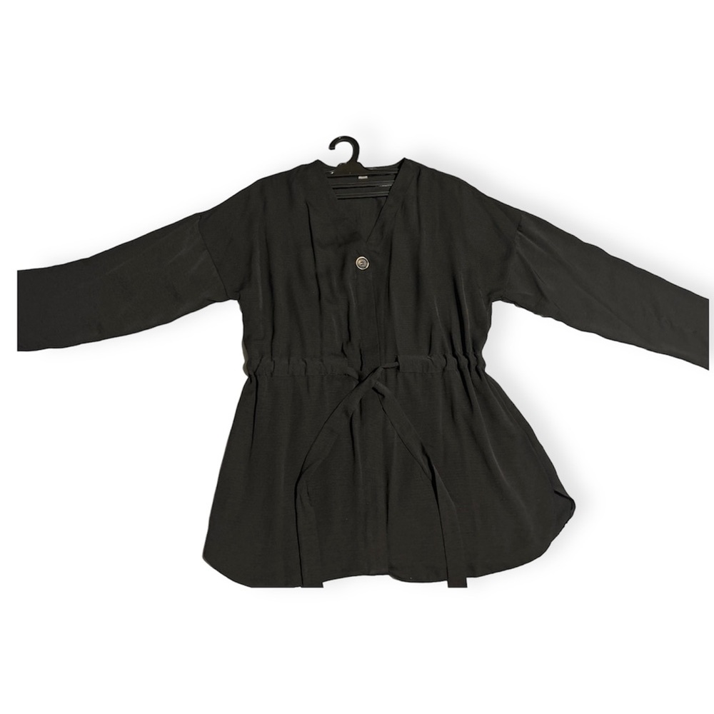 Primark Black Front Tie Tunic Blouse